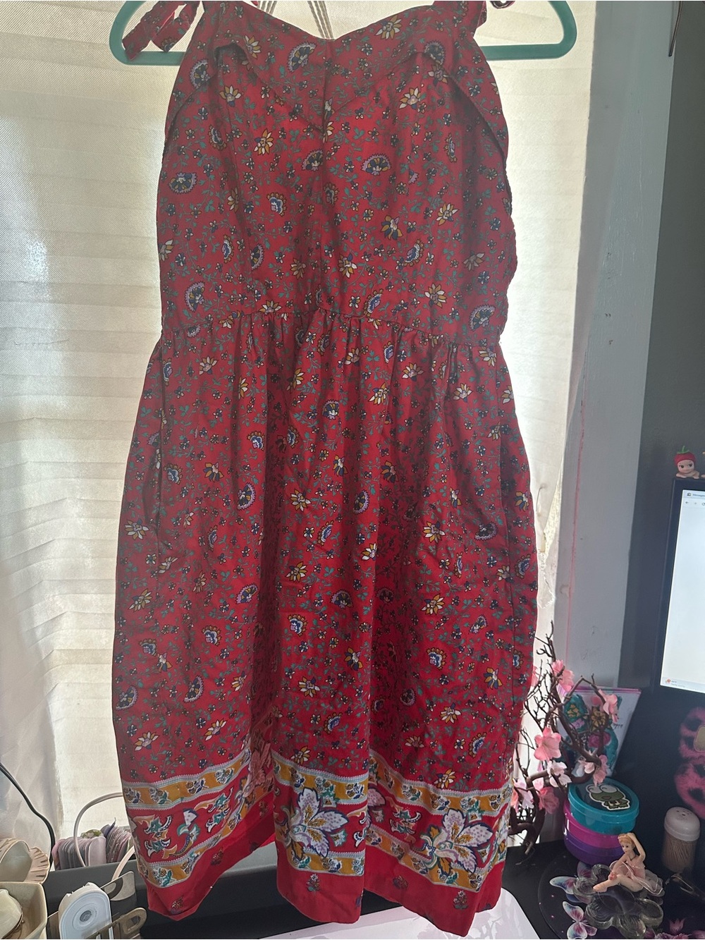 Red Floral Sundress - Lightweight Sleeveless Dress
